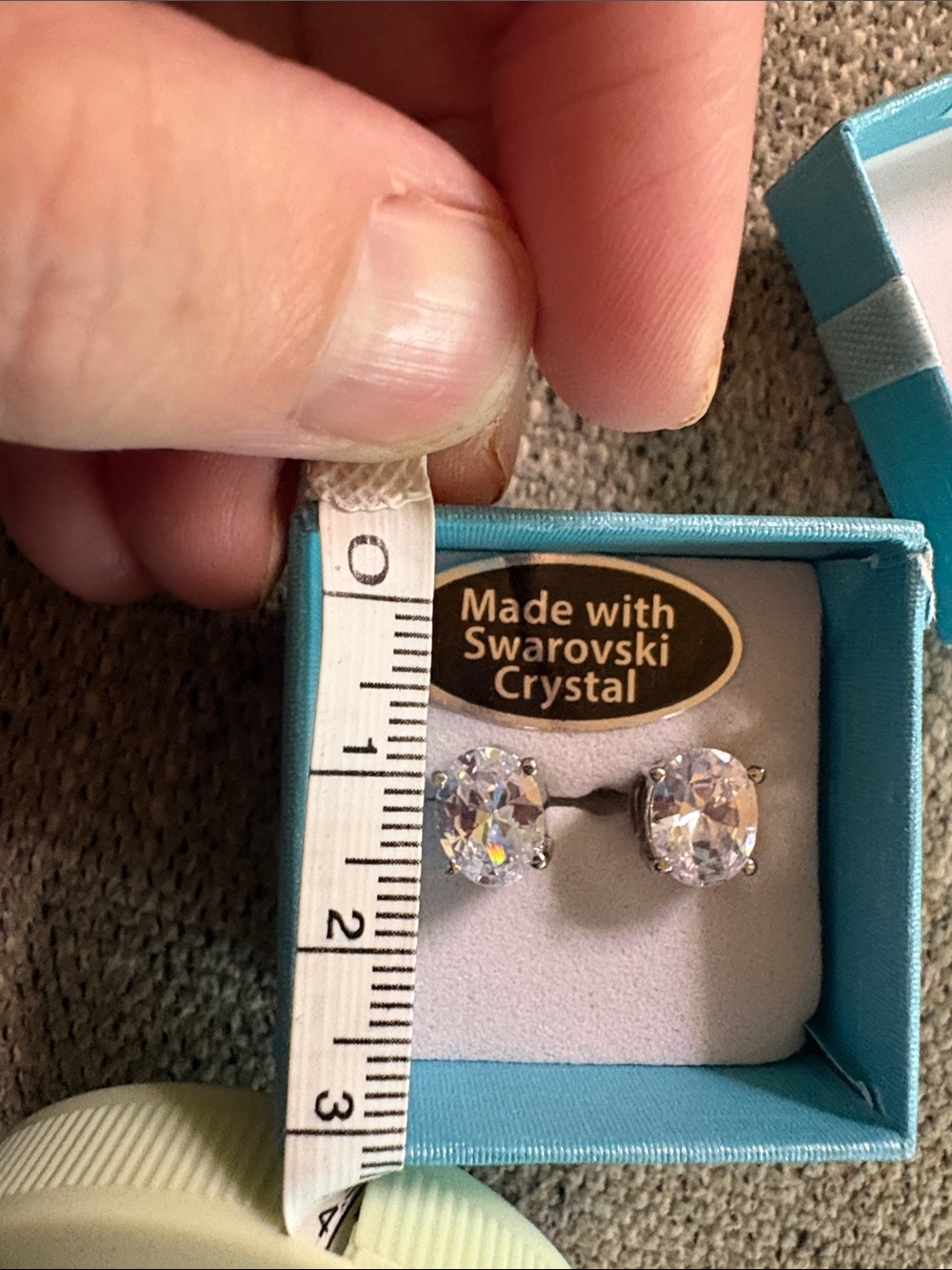 Swarovski Clear Crystal Stud Earrings with Iridescent Sparkle - Picture 5 of 5